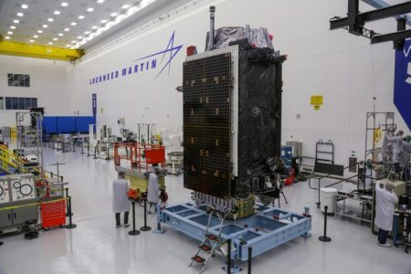 GPS III satellite at Lockheed Martin facility outside of Denver, Colorado
